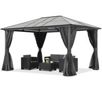 Gloriette de jardin moderne Santiago 3x4m avec rideaux anthracite Garden Point