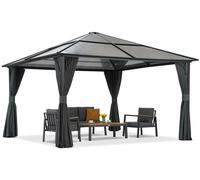 Gloriette de jardin moderne Santiago 4x4m avec rideaux anthracite Garden Point