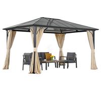 Gloriette moderne Santiago 3x4m avec rideaux Garden Point beige