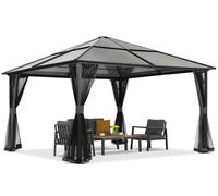 Gloriette moderne Santiago 4x4 m avec moustiquaire Garden Point anthracite