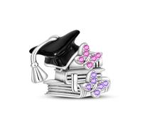 Glorieuse breloque de perles de graduation, accessoire de bracelet à breloques plaqué argent, compatible avec le collier de bracelet pandora, cadeau pour femme
