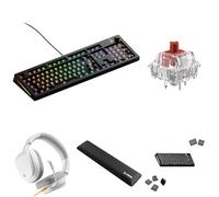 GLORIOUS Bundle of Bundle Bâtisseur GMMK 3 100% Barebones US Noir, 110 Switchs Fox Heavy MX, Touches GPBT Armor Grey QWERTY, Repose-Poignets Full Size et Casque GHS Eternal Blanc