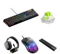 GLORIOUS Bundle of Clavier GMMK 3 HE 100% Noir (AZERTY), Switchs Raptor HE, Souris Model O Eternal Filaire, Casque GHS Eternal Noir et Repose-Poignets Full Size Confort