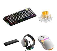 GLORIOUS Bundle of Clavier GMMK 3 Pro HE 75% sans Fil (AZERTY), Souris Model O 3 sans Fil Blanche, Casque GHS Eternal RGB Noir, Switchs Panda HE et Repose-Poignets Rembourré