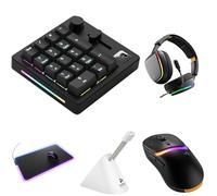 GLORIOUS Bundle of GMMK Macro Numpad Noir, Casque GHS Eternal RGB Noir, Souris Model D 3 sans Fil Noire, Passe-câble Blanc et Tapis de Souris GLED XL avec RGB