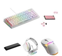 GLORIOUS Bundle of Pack Esthétique Clavier GMMK 3 MX 75% Blanc US, Touches Potion Pink QWERTY, Souris Model O 3 sans Fil Blanche, Casque GHS Eternal RGB Blanc et Repose-Poignets