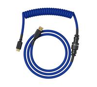 Glorious Gaming — Câble spiralé claviers USB-A→USB-C, plaqué-or, Cobalt Blue, gaine double tressée
