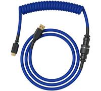 Glorious Gaming Câble de clavier spiralé Premium USB-A plaqué or à USB-C, tressé – Cobalt Blue