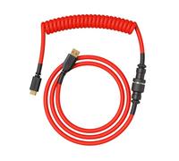 Glorious Gaming – Câble spiralé pour clavier USB‑A→USB‑C, plaqué or, gaine tressée – Crimson Red