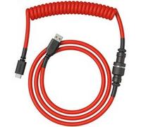 Glorious Gaming Câble de clavier spiralé Premium - Prise plaquée or USB-A (PC) à USB-C (clavier), anti-emmêlement, manchon double tressage, connexion intermédiaire aviation à 5 broches - Crimson Red