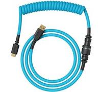 Glorious Gaming Câble de clavier spiralé Premium - Prise plaquée or USB-A (PC) à USB-C (clavier), anti-emmêlement, manchon double tressage, connexion intermédiaire aviation à 5 broches - Electric Blue