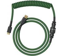 Glorious Gaming – Câble spiralé USB-C vers USB-A 1,37 m, prise plaquée or – Forest Green (vert)
