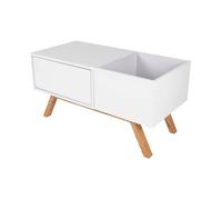 Glorious Turntable Lowboard - plateau tournant de haute qualité au design rétro des années 60, espace de rangement pour un plateau tournant et beaucoup de place pour les disques, blanc