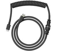 Glorious Gaming Câble de clavier spiralé Premium - Prise plaquée or USB-A (PC) à USB-C (clavier), anti-emmêlement, manchon double tressage, connexion intermédiaire aviation à 5 broches - Phantom Black