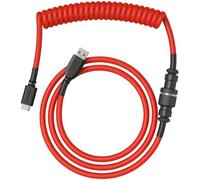 Glorious Gaming Câble de clavier spiralé Premium - Prise plaquée or USB-A (PC) à USB-C (clavier), anti-emmêlement, manchon double tressage, connexion intermédiaire aviation à 5 broches - Crimson Red