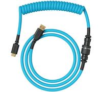 Glorious Gaming Câble de clavier spiralé Premium - Prise plaquée or USB-A (PC) à USB-C (clavier), anti-emmêlement, manchon double tressage, connexion intermédiaire aviation à 5 broches - Electric Blue