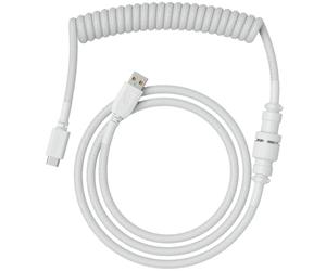 GLORIOUS Gaming Câble de clavier spiralé Premium - Prise plaquée or USB-A (PC) à USB-C (clavier), anti-emmêlement, manchon double tressage, connexion intermédiaire aviation à 5 broches - Ghost White