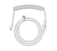 Glorious Gaming - Câble Spiralé Premium pour Claviers - Ghost White, Plaqué Or USB-A (PC) vers USB-C (Clavier), Protection Contre Les Nœuds, Gaine Double Tressée, Connecteur Aviateur 5 Broches