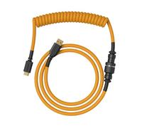 Glorious Gaming - Câble Spiralé Premium pour Claviers Gold, Plaqué Or USB-A (PC) vers USB-C (Clavier), Protection Contre Les Nœuds, Gaine Double Tressée, Connecteur Aviateur 5 Broches