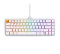 Glorious Gaming - Clavier 65 % - Disposition personnalisée blanche - Profil bas compact - Commutateurs Hotswap w/Cherry MX - Avec touches doubles et commutateurs linéaires - Accessoires de configuration de jeu PC