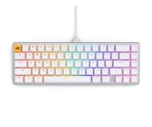 Glorious Gaming - Clavier 65 % - Disposition personnalisée blanche - Profil bas compact - Commutateurs Hotswap w/Cherry MX - Avec touches doubles et commutateurs linéaires - Accessoires de configuration de jeu PC