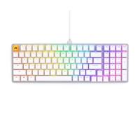 GLORIOUS Gaming - Clavier blanc - Commutateurs mécaniques remplaçables à chaud - Clavier filaire pleine taille - Profil bas - Style Cherry MX - Touches doubles et commutateurs linéaires - Accessoires d'installation de jeu PC