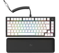 Glorious Gaming GMMK PRO 75% - Clavier de jeu mécanique modulaire, TKL, cadre 1,5 kg, personnalisable, câble spiralé, repose-poignets, touches blanches, RGB, Disposition QWERTZ allemand - Noir