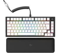 Glorious Gaming GMMK PRO 75% - Clavier de jeu mécanique modulaire, TKL, cadre 1,5 kg, personnalisable, câble spiralé, repose-poignets, touches blanches, RGB, Disposition QWERTY anglais - Noir