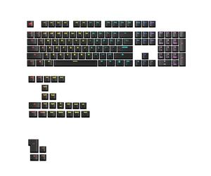 Glorious Gaming - GPBT Backlit-tangenter (svarta), genomskinliga symboler för ljusgenomsläpp, passar mekaniska tangentbord i 100%,75%,65% Och 60% storlek - Amerikansk QWERTY-Layout