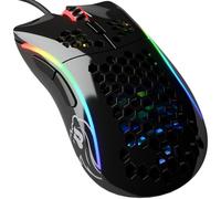 Glorious Gaming Model D- (Petite) Souris de jeu filaire - 61 g, nid d’abeille, RGB, capteur Pixart 3360, switches Omron, pieds en PTFE, 6 boutons - Noir brillant