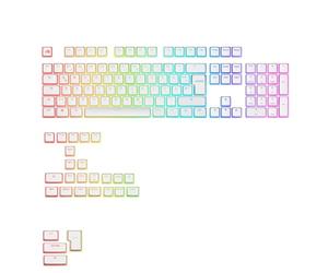 GLORIOUS Gaming - Touches GPBT Aura RGB : Capuchons Pudding, PBT doubleshot, translucides, Blanc, pour claviers mécaniques Custom formats 100, 75, 65 et 60%, ANSI, ISO, Disposition Allemande QWERTZ