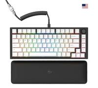 GLORIOUS GMMK Pro 75% - modulärt mekaniskt tangentbord, TKL-storlek, 1,5 kg, Fox-brytare, helt anpassningsbart, lindad Kabel, handledsstöd, Vita PBT-tangenter, RGB, amerikansk QWERTY - Svart