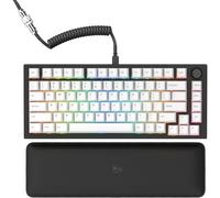 Glorious Gaming GMMK Pro 75% - Clavier de Jeu mécanique modulaire, TKL, Cadre 1,5 kg, Personnalisable, câble spiralé, Repose-Poignets, Touches Blanches, RGB, Disposition QWERTY américaine - Noir