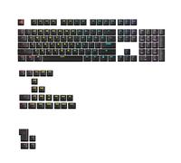 Glorious Gaming - Touches GPBT rétroéclairées : légendes translucides, Noir, pour claviers mécaniques formats 100%, 75%, 65%, 60%, ANSI & ISO, Disposition américaine QWERTY
