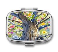 Glorious Tree Pilulier de voyage à 2 compartiments pour poche, petit pilulier portable en métal pour contenir des vitamines et des suppléments d'huile de poisson