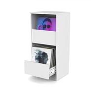 Glorious Vinyl Vault Armoire à disques avec tiroirs à Fermeture amortie pour LP de 12" - Espace pour 160 Albums - Design modulaire - Blanc