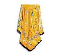 GLORIS Écharpe en soie pour femme, 90 x 90 cm, élégante écharpe carrée en soie, tour de cou, écharpe en satin, bandana, foulard pour la tête, cadeau pour femme, accessoires de mode, bordure jaune