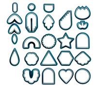 Glorlliant Lot de 24 Emporte Pièces en Argile Polymère pour Boucles d'oreilles Anneaux de Saut pour Bricolage Mini Outils de Sculpture Bleu