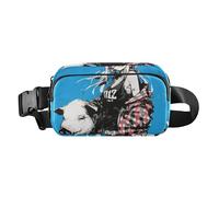 Glory Blue Pig Sac banane tendance pour femmes, hommes, adolescents, résistant à l'eau avec sangle réglable pour voyage, vacances, course à pied