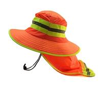 Glory Max Chapeau bob réfléchissant Haute visibilité avec Rabat en Maille au Niveau du Cou, Orange à Bord Complet 1 pièce, Taille Unique