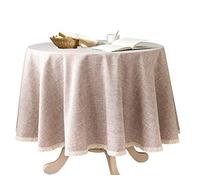 GLORY SEASON Nappe en Coton et Lin avec Bords dentelés en Tissu résistant à la poussière pour la Cuisine, la Salle à Manger, la décoration de Table 70ines（180cm） café