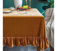 Glory Season Nappe en Velours Luxueuse, rectangulaire/rectangulaire, rétro, à Volants, Lavable, pour fête, Mariage, fête prénatale, Cuisine, Salle à Manger, décoration de Table, 132,1 x 178,8 cm