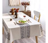 GLORY SEASON Nappe Rustique en Tissu de Lin décoratif 130x180cm Rectangle imprimé Motif géométrie Conception Non-décoloration Lavable Couverture de Table pour Cuisine Salle à Manger Table