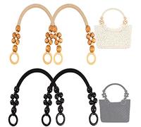 Gloryit Lot de 4 Poignées de Sac Avec Perles Anses pour Sac à Mains Bois Bois Sac De Perles Anses pour Sac à Mains Anse pour Sac à Main Portefeuille Sac à Bricolage Portefeuille