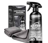 GLORYPROTECT Le Magicien des plans de travail + Flip & Shine - Nettoyant premium 750 ml + 2 chiffons microfibres | Pierre naturelle, quartz composite, Dekton & surfaces minérales