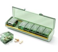 Glosen Pilulier semainier hebdomadaire, Pillulier 7 jours, étui à médicaments et à vitamines pour pochette de sac à main (Vert)