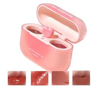 Gloss à lèvres hydratant, Gloss à lèvres brillant | Baume double rouge à lèvres,Étui pour écouteurs, teinte brillante à lèvres, baume à lèvres avec applicateur en forme de cœur, longue durée pour le s