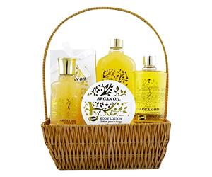 GLOSS ! Coffret Bain Argan - Coffret Cadeau Noël - Idée Cadeau Femme, Anniversaire, Maitresse, Saint Valentin, Fête des Mères - Bien-Être & Relaxation - PANIER