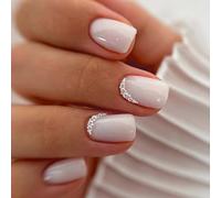 Glossy Press On Nails Short Square Faux Nails 24pcs Couvertures Complètes Manucure Artificielle En Acrylique Pour Les Femmes Et Les Filles Party Ready Nail