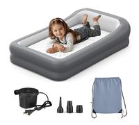 GloTika Matelas gonflable portable Lit de voyage pour tout-petit Avec pare-chocs de sécurité Idéal pour voyages et utilisation à la maison